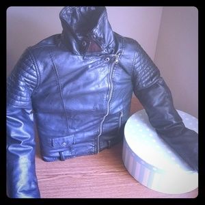 Black faux leather Abercrombie kids jacket